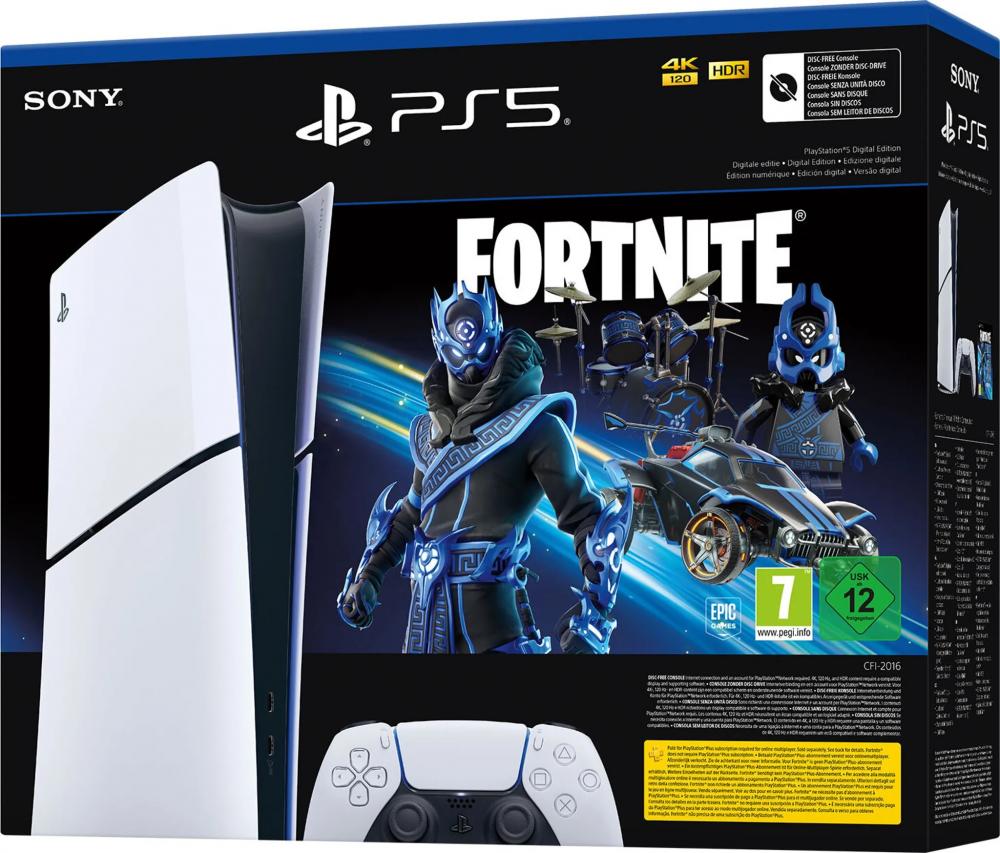 Sony PlayStation 5 Slim Digital Edition 825GB Fortnite Cobalt Star Bundle